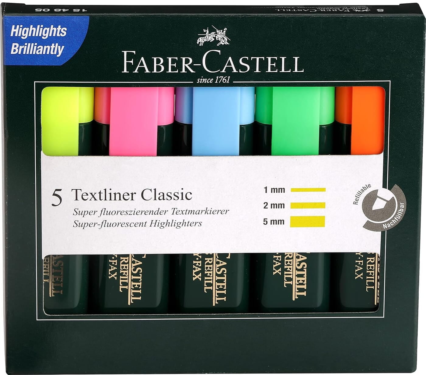 Faber Castell Super Fluorescent Highlighters set of 5 Faber Castell Super Fluorescent Highlighters set of 5