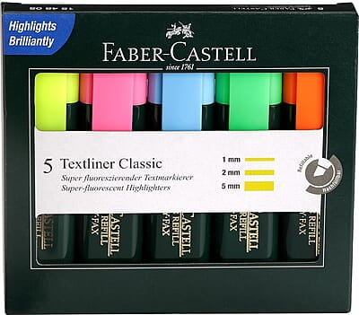Faber Castell Super Fluorescent Highlighters set of 5