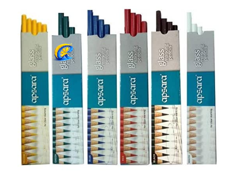[Glass Marking Pencil White] APSARA Glass Marking Pencil for Glass Metal Plastic Surfaces (White)